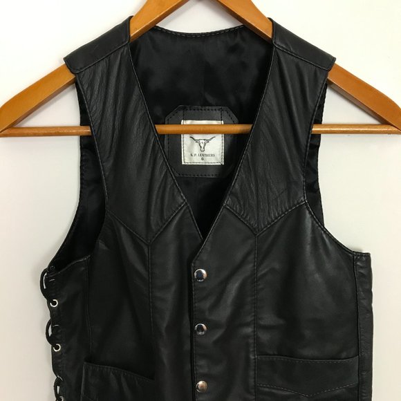 S. P. Leathers Jackets & Blazers - S. P. Leather Women Small Black Button Vest Jacket